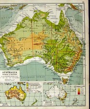 Listing image for Original Old Vintage Print 1935 Map Australia Vegitation Tasmania Bass Strait